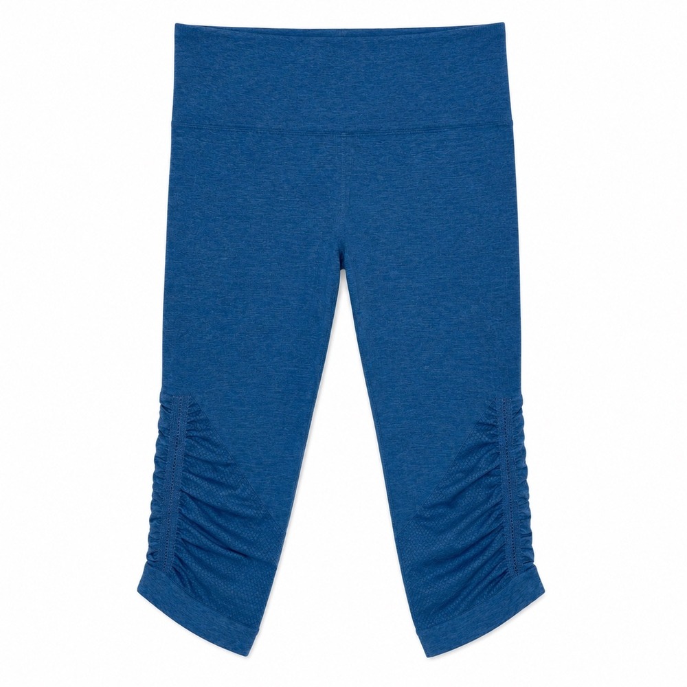Lululemon In The Flow Crop Leggings Blue Ruched Yoga Pants Size 8